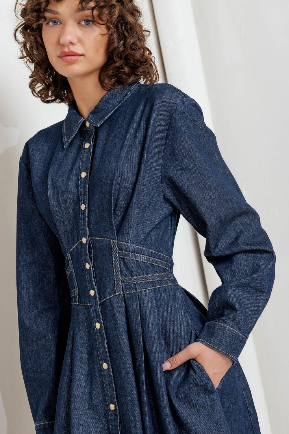 Vintage Blues Denim Midi Dress from KADOU Boutique
