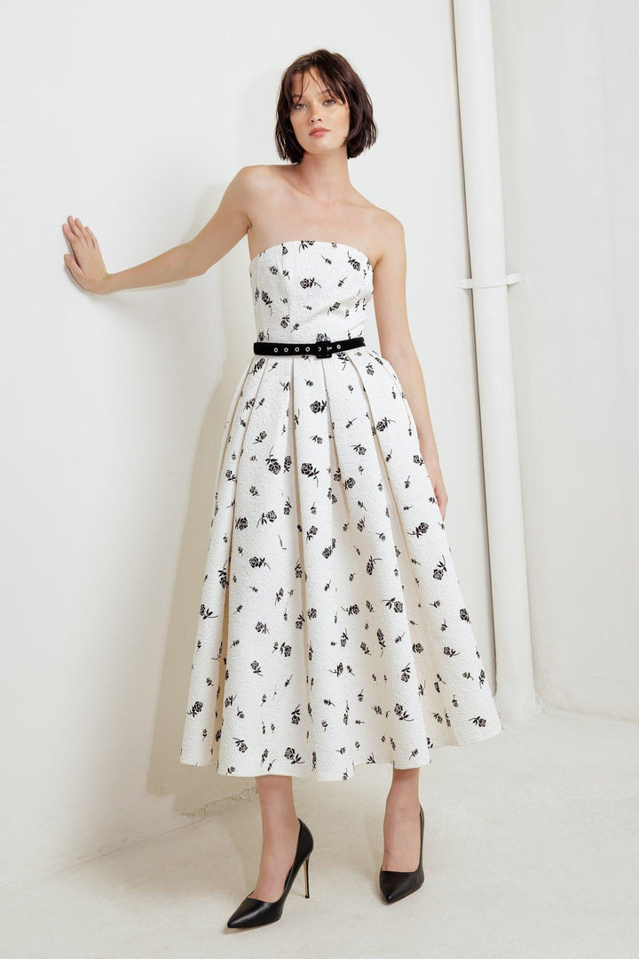 LOVELY CULTIVATED WOVEN MIDI DRESS