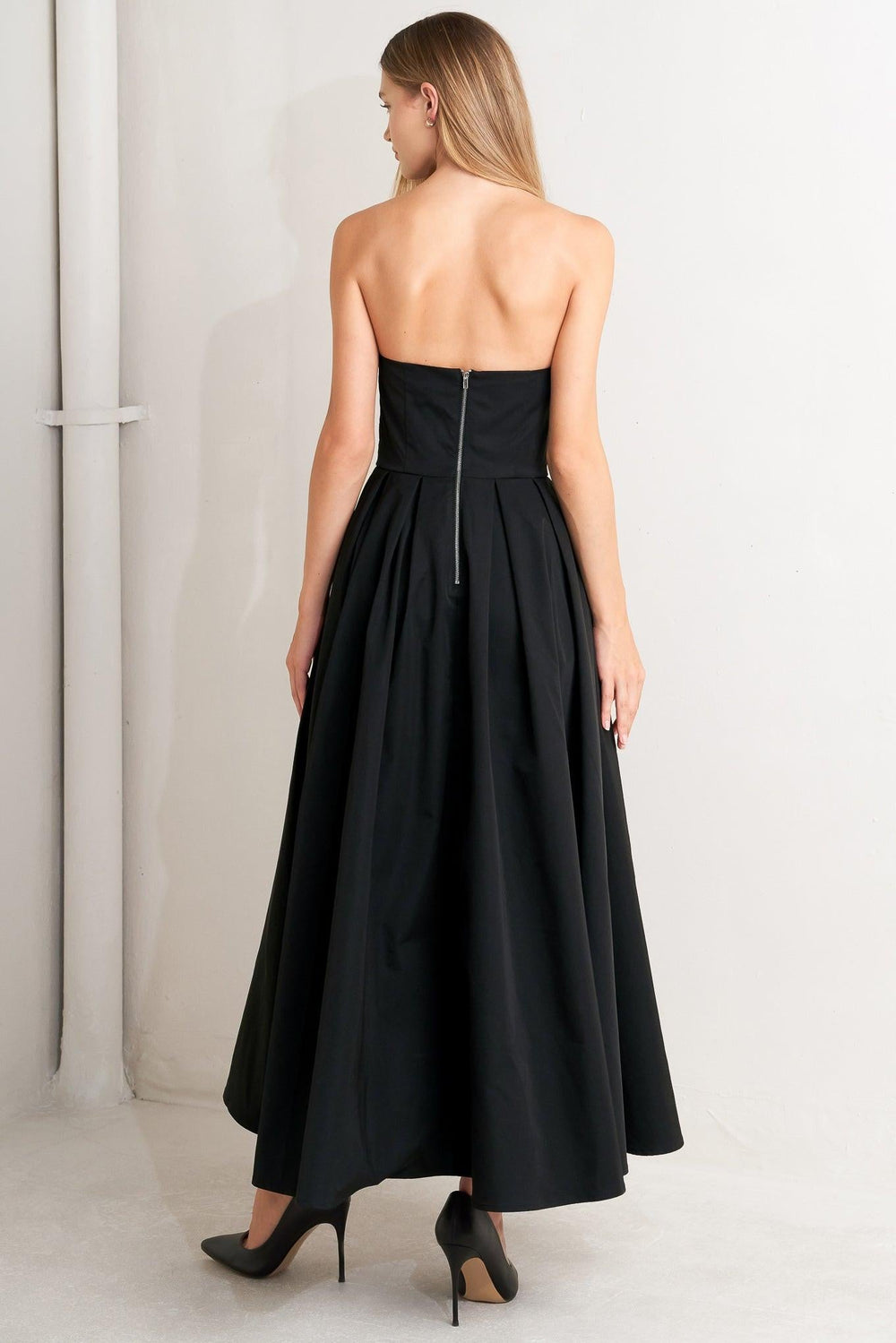 Gala Noir Woven Midi Dress from KADOU Boutique