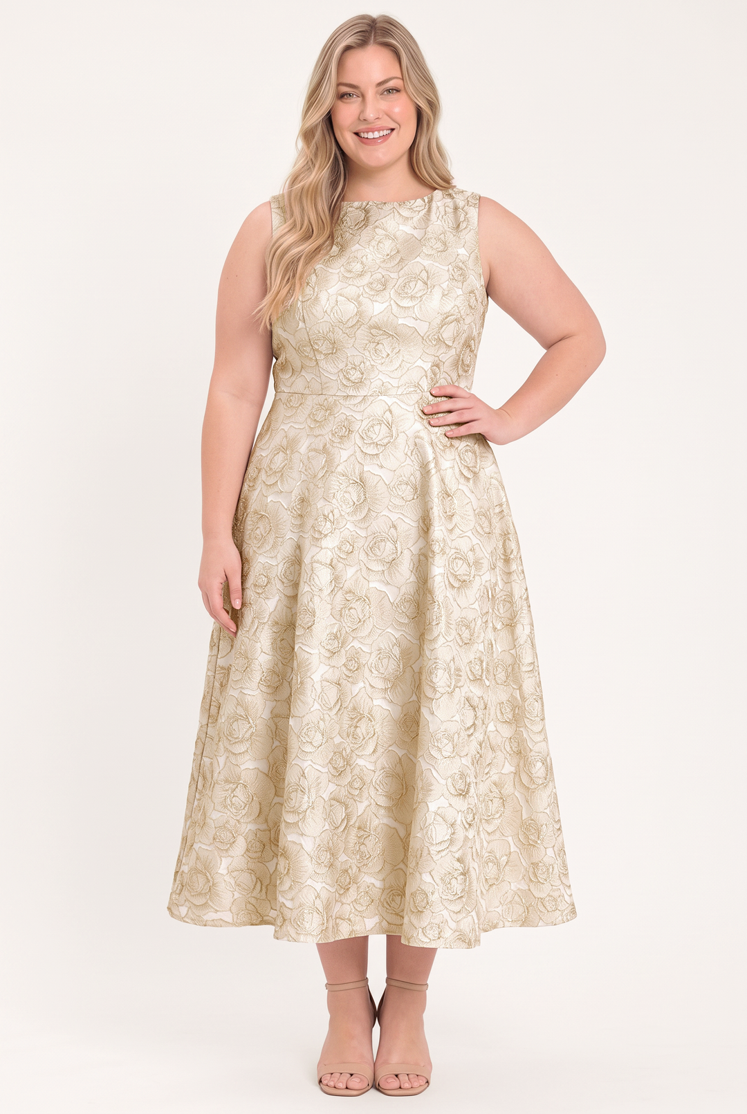 GILDED ROSE WOVEN MIDI DRESS