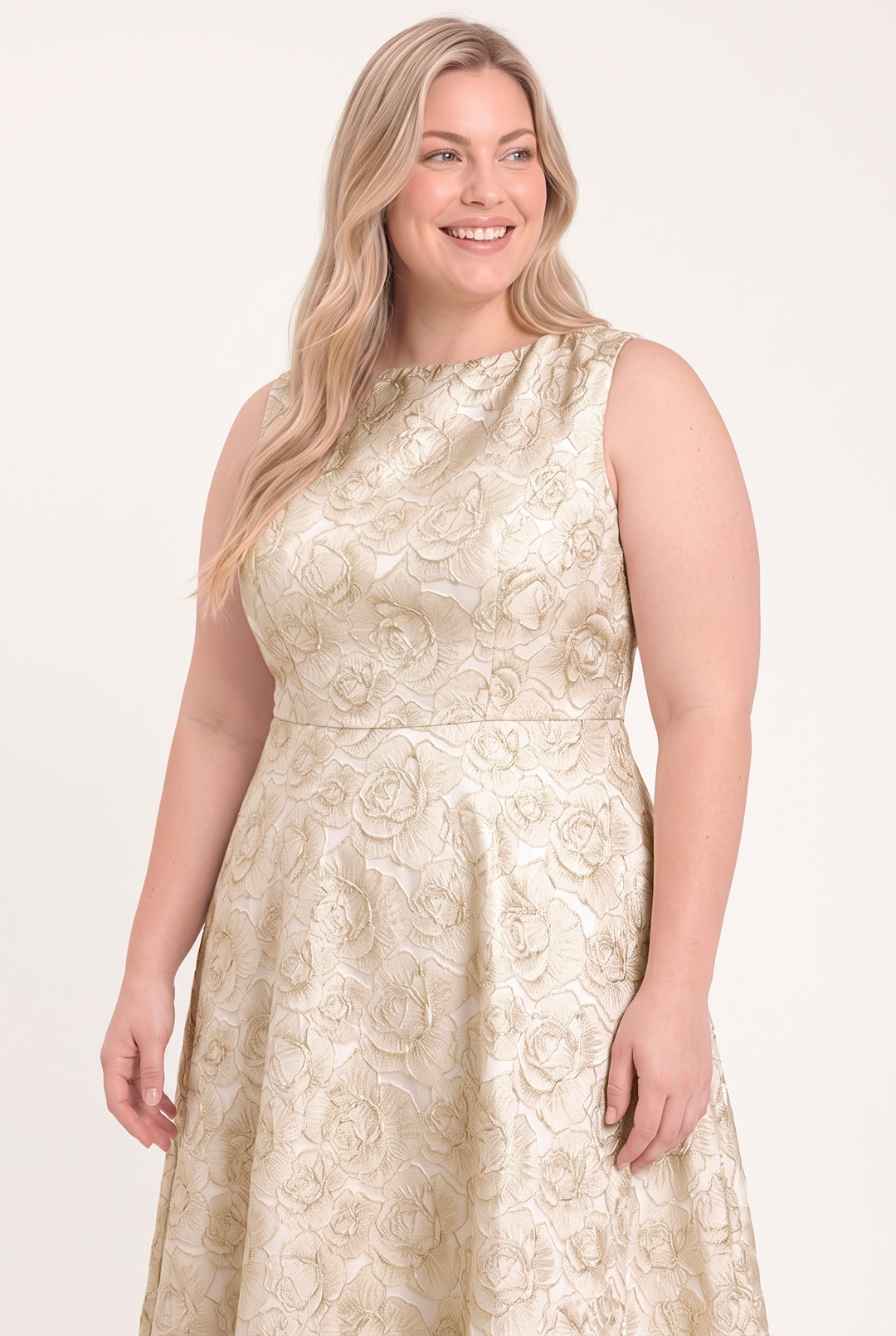 GILDED ROSE WOVEN MIDI DRESS