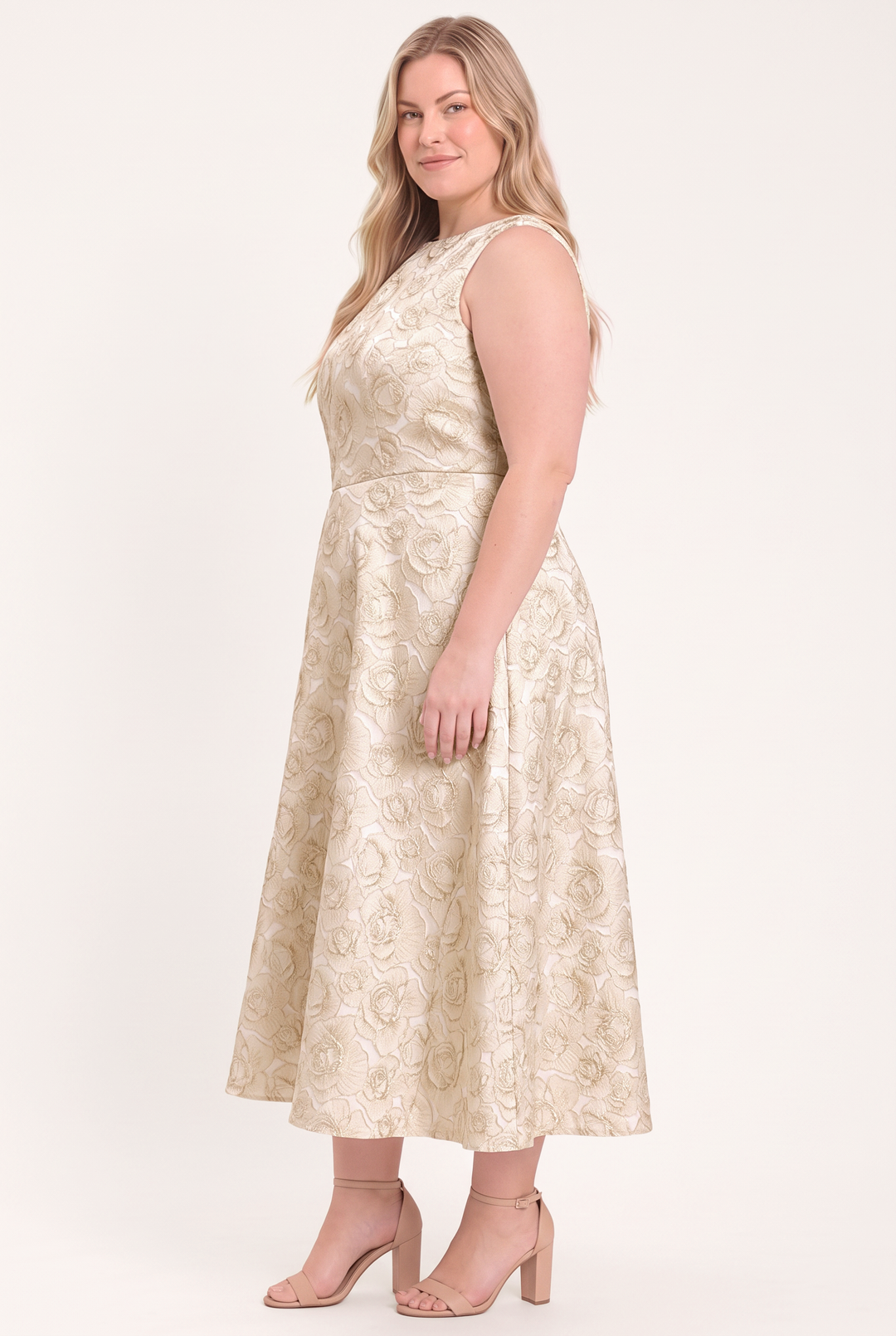 GILDED ROSE WOVEN MIDI DRESS