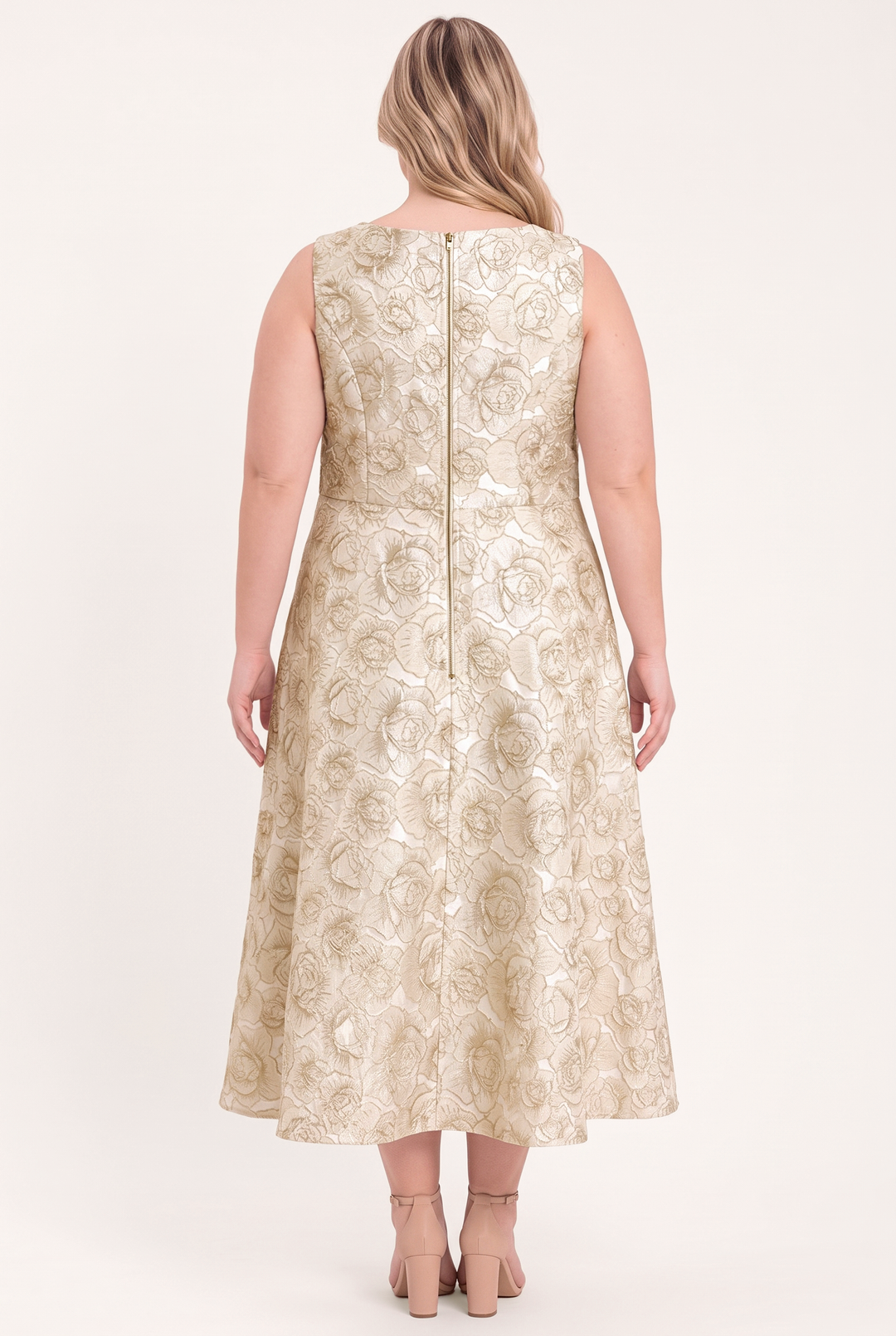 GILDED ROSE WOVEN MIDI DRESS