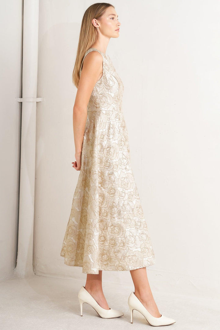 Gilded Rose Woven Midi Dress from KADOU Boutique