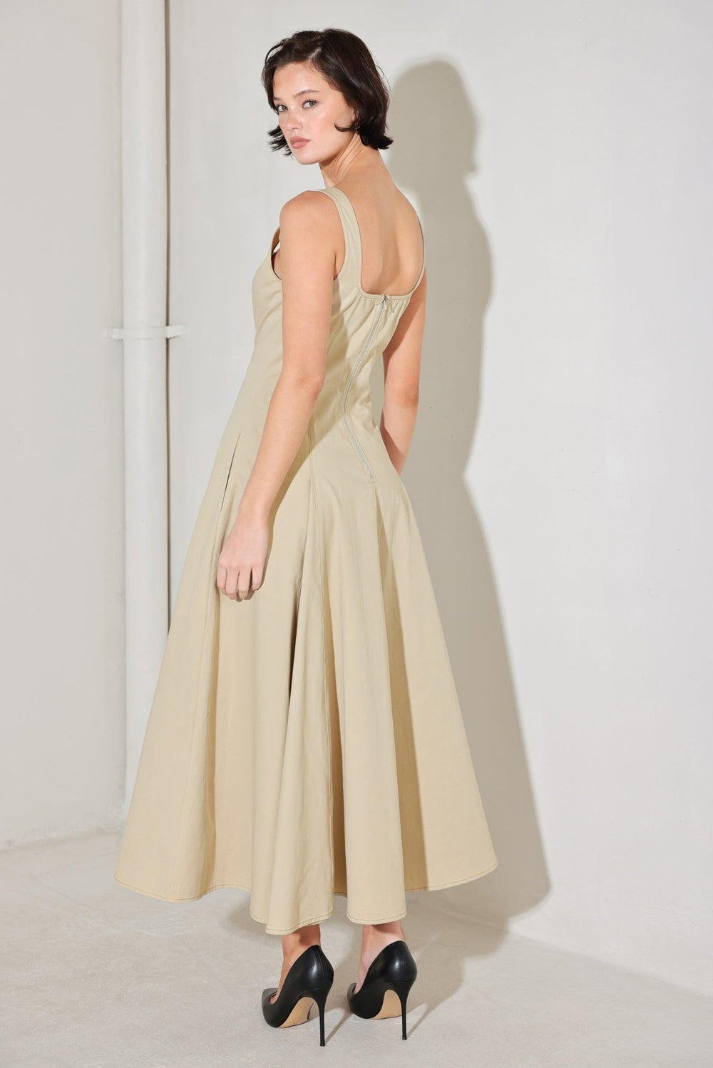 Sandstone Serenade Woven Midi Dress from KADOU Boutique