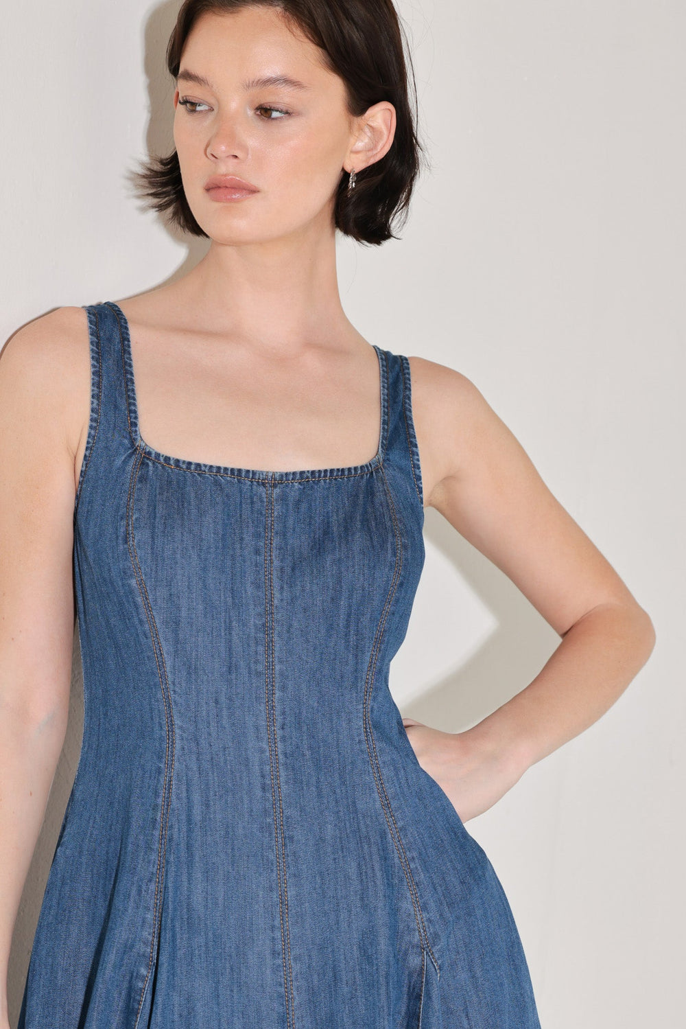 Indigo Sway Denim Midi Dress from KADOU Boutique
