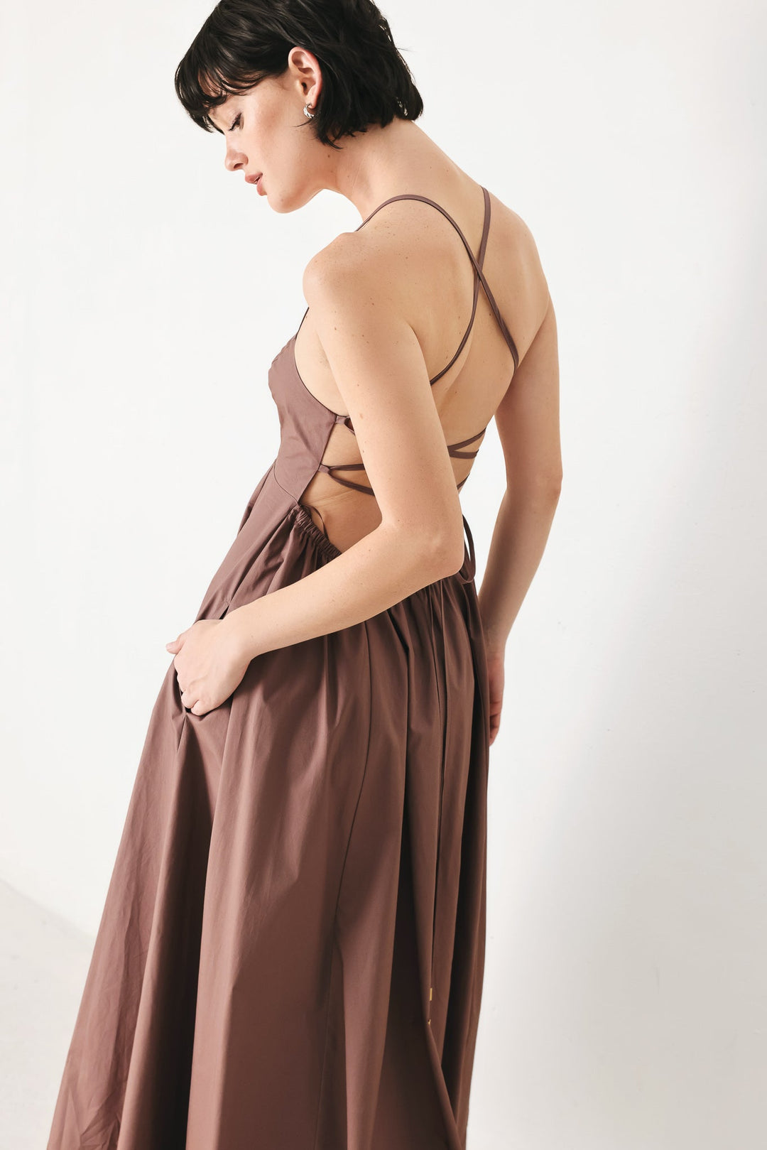 Pure Line Woven Midi Dress from KADOU Boutique
