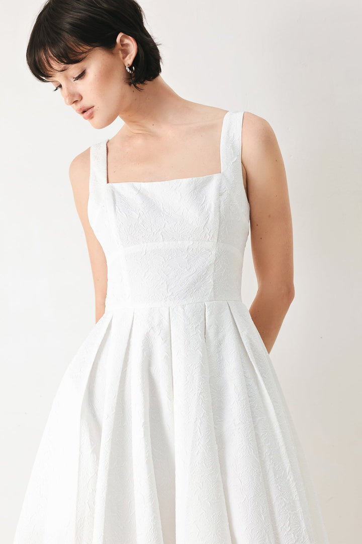Timeless Romance Red/white Full-Skirt Midi Dress from KADOU Boutique