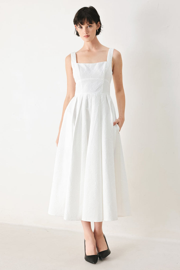 Timeless Romance Red/white Full-Skirt Midi Dress from KADOU Boutique