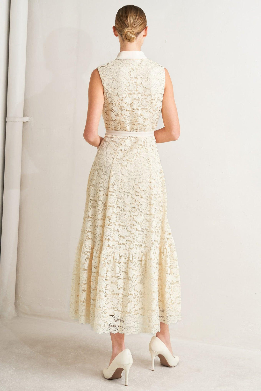 Purely Romantic Woven Lace Midi Dress from KADOU Boutique