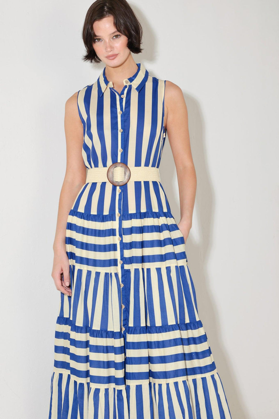 Preorder Sunset Boardwalk Strip Maxi Dress from KADOU Boutique