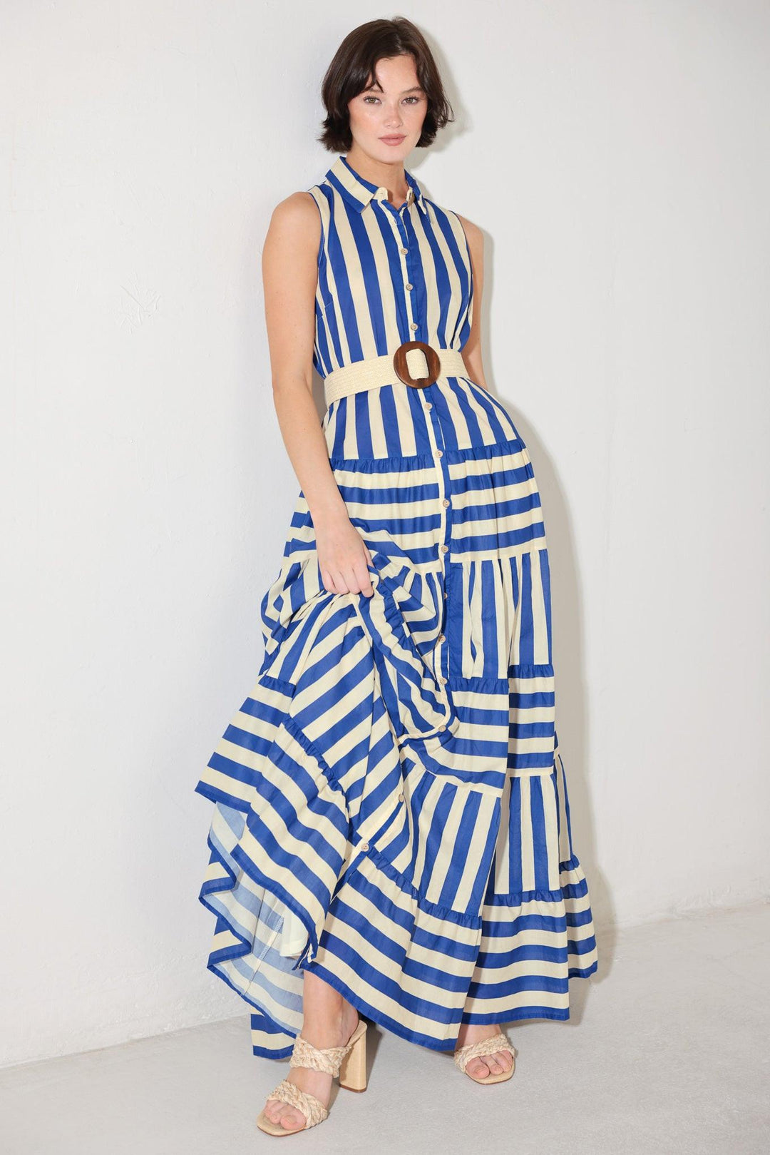 Preorder Sunset Boardwalk Strip Maxi Dress from KADOU Boutique