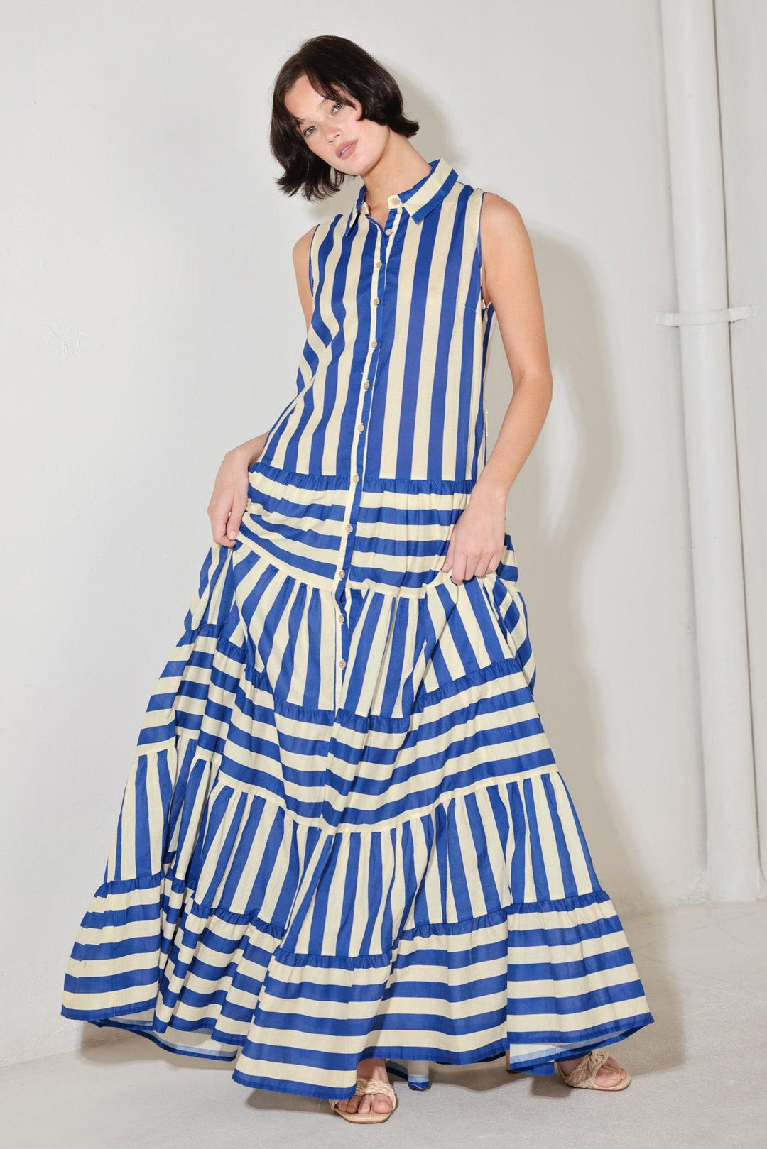Preorder Sunset Boardwalk Strip Maxi Dress from KADOU Boutique