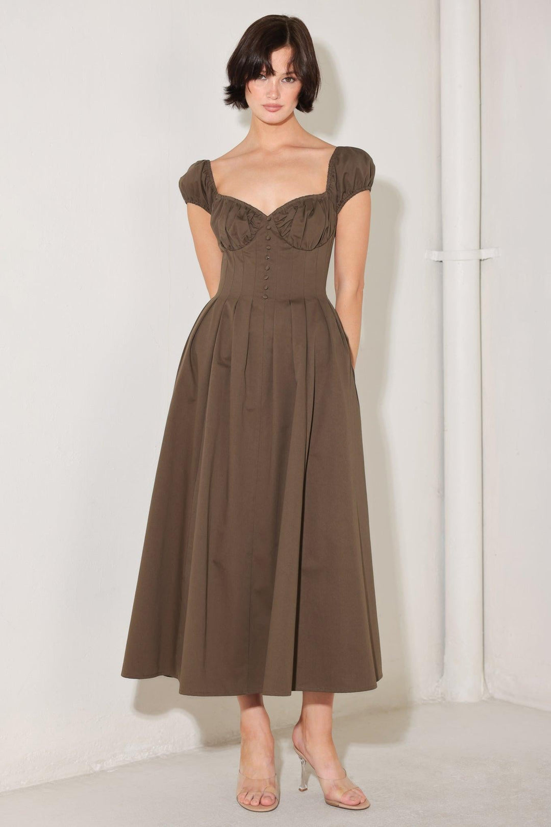 mocha brown formal dress Modest Formal Vine Dress G481 Brown