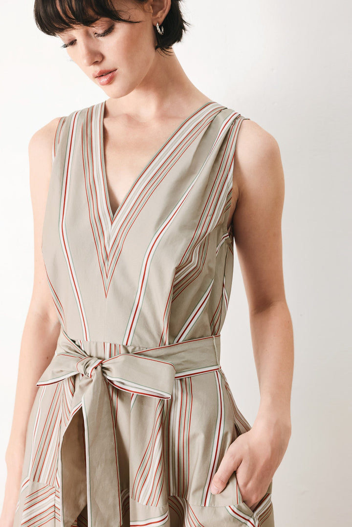 Sweet Stripe Woven Midi Dress from KADOU Boutique