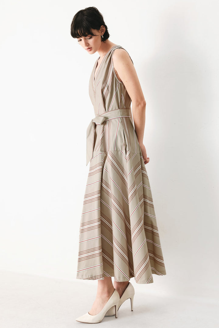 SWEET STRIPE WOVEN MIDI DRESS