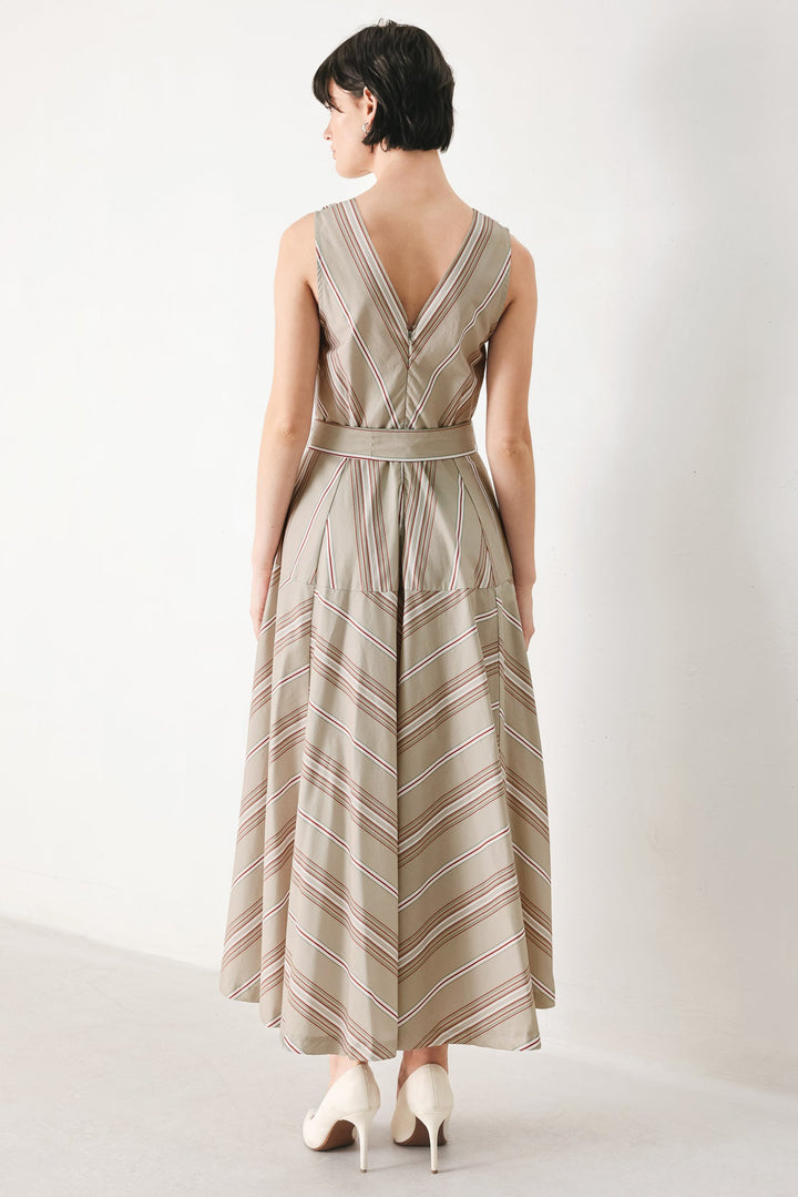 SWEET STRIPE WOVEN MIDI DRESS