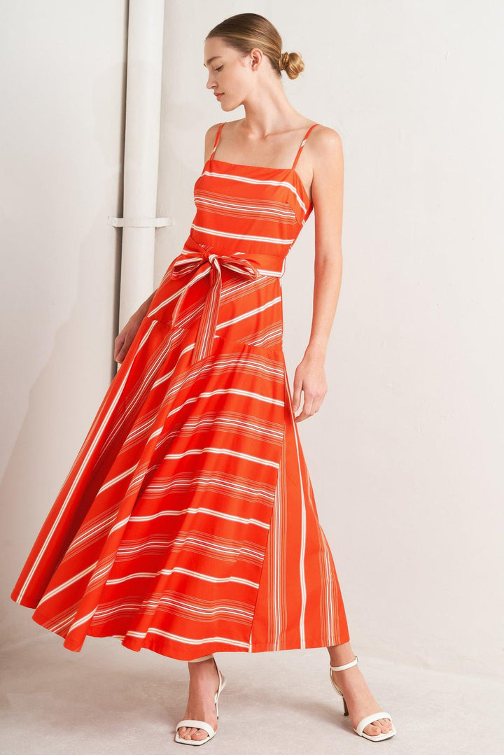 Sweet Escape Stripe Woven Midi Dress from KADOU Boutique