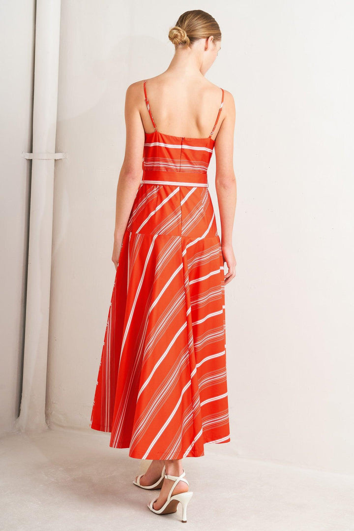 Sweet Escape Stripe Woven Midi Dress from KADOU Boutique