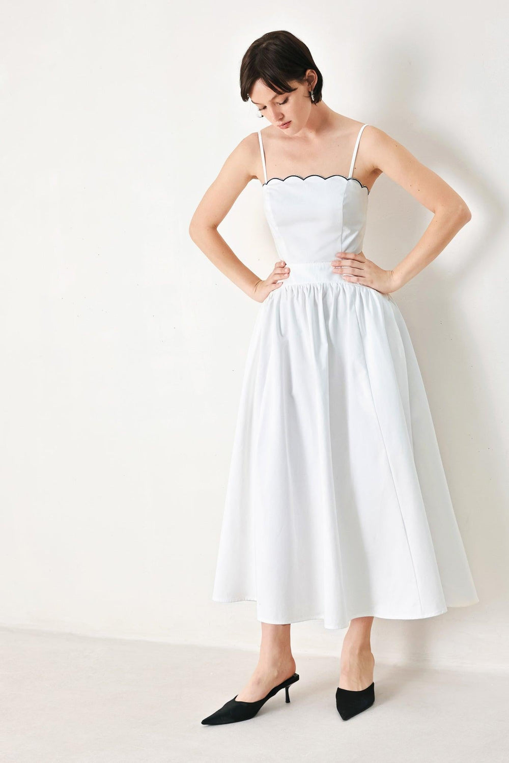 Pure Elegance Woven Midi Dress from KADOU Boutique
