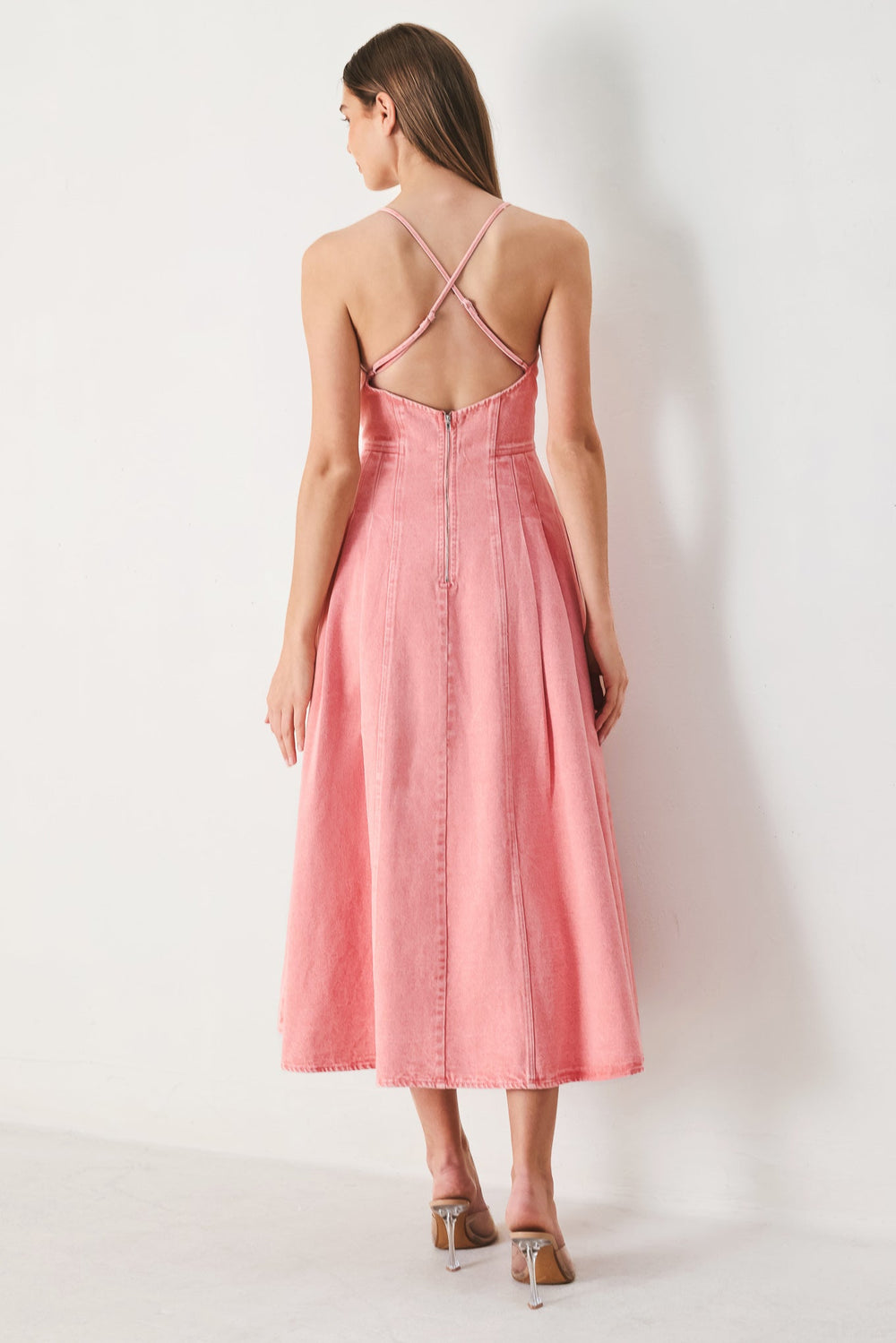 Pink Haze Woven Twill Midi Dress from KADOU Boutique