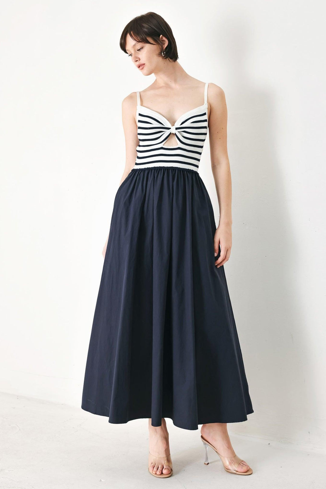 Paris Stripe Cutout Midi Dress from KADOU Boutique
