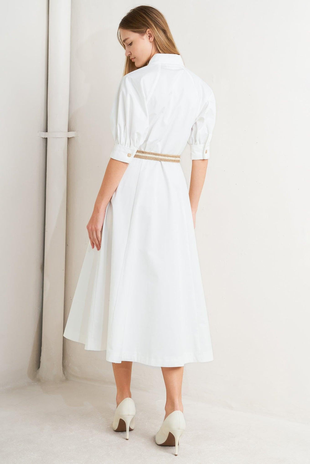 Relaxed Tailor Woven Midi Dress from KADOU Boutique