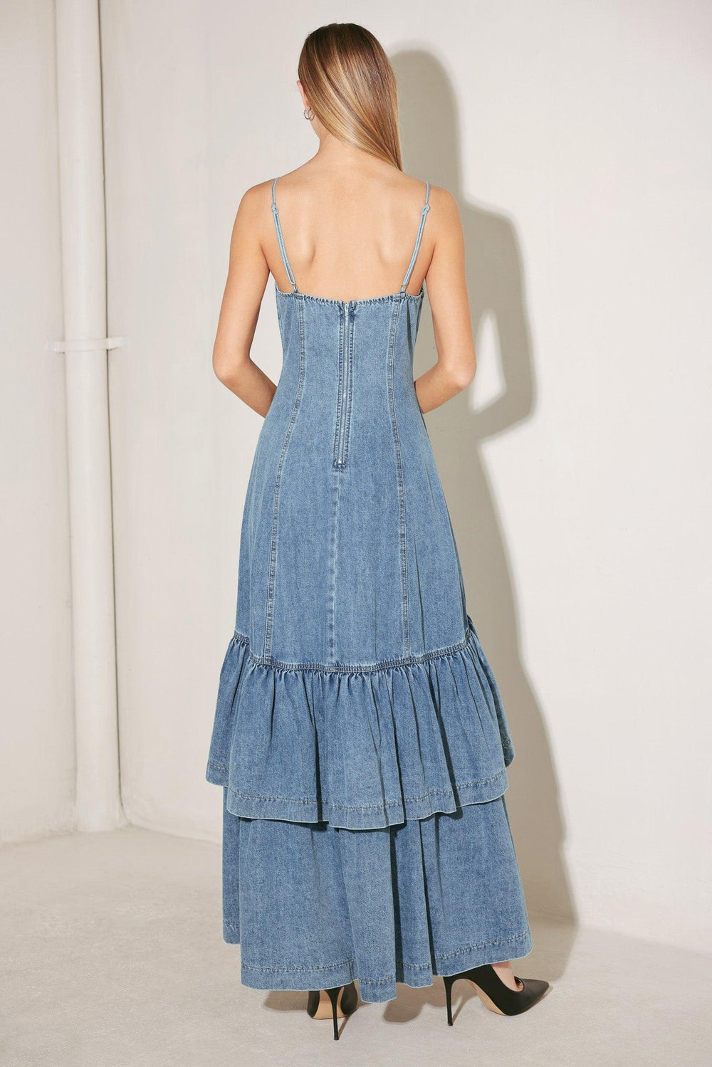 Runway Rebel Denim Midi Dress from KADOU Boutique