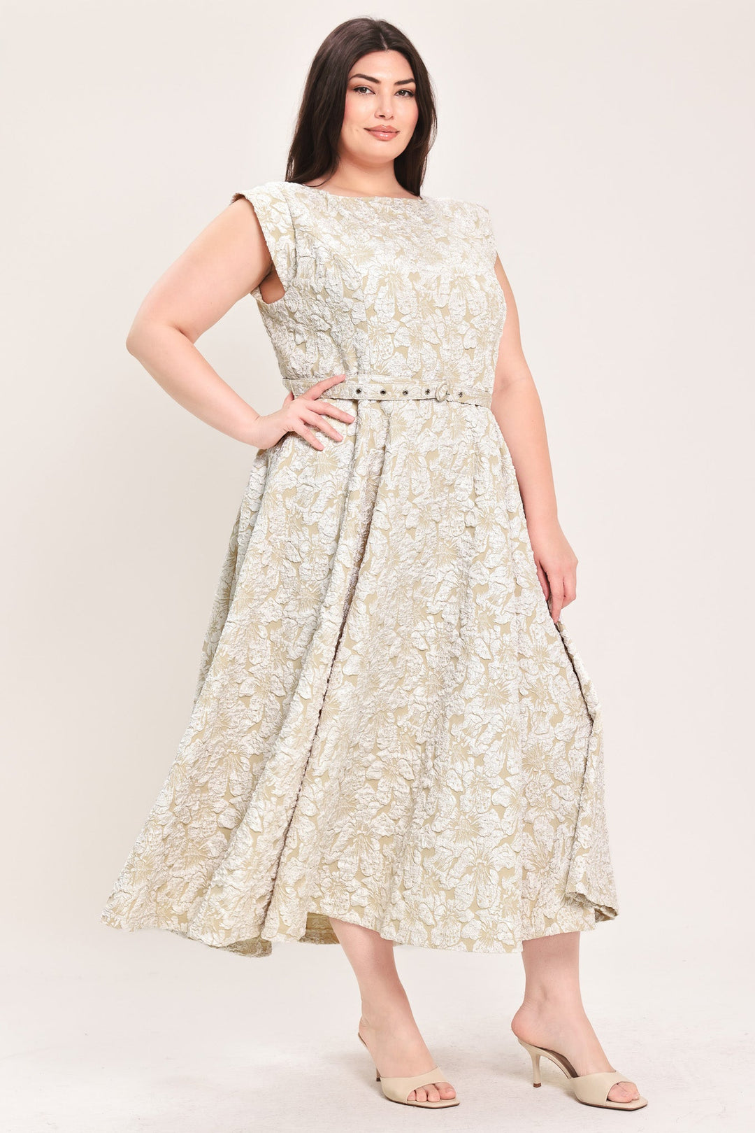 STATEMENT IN IVORY WOVEN MIDI DRESS