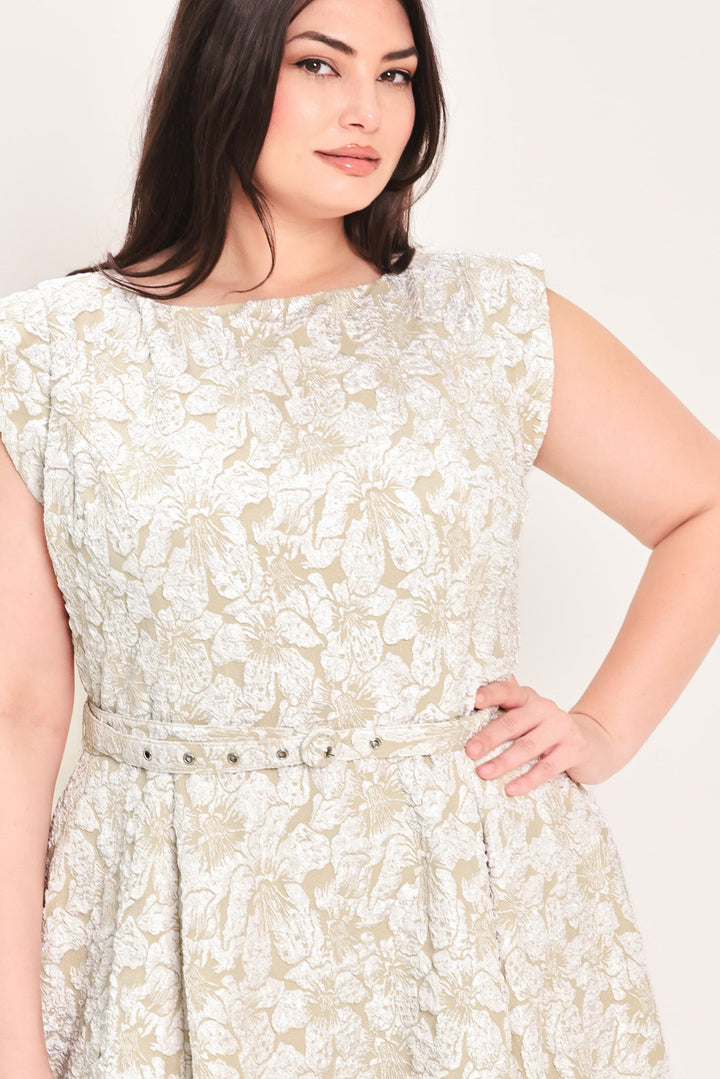 STATEMENT IN IVORY WOVEN MIDI DRESS