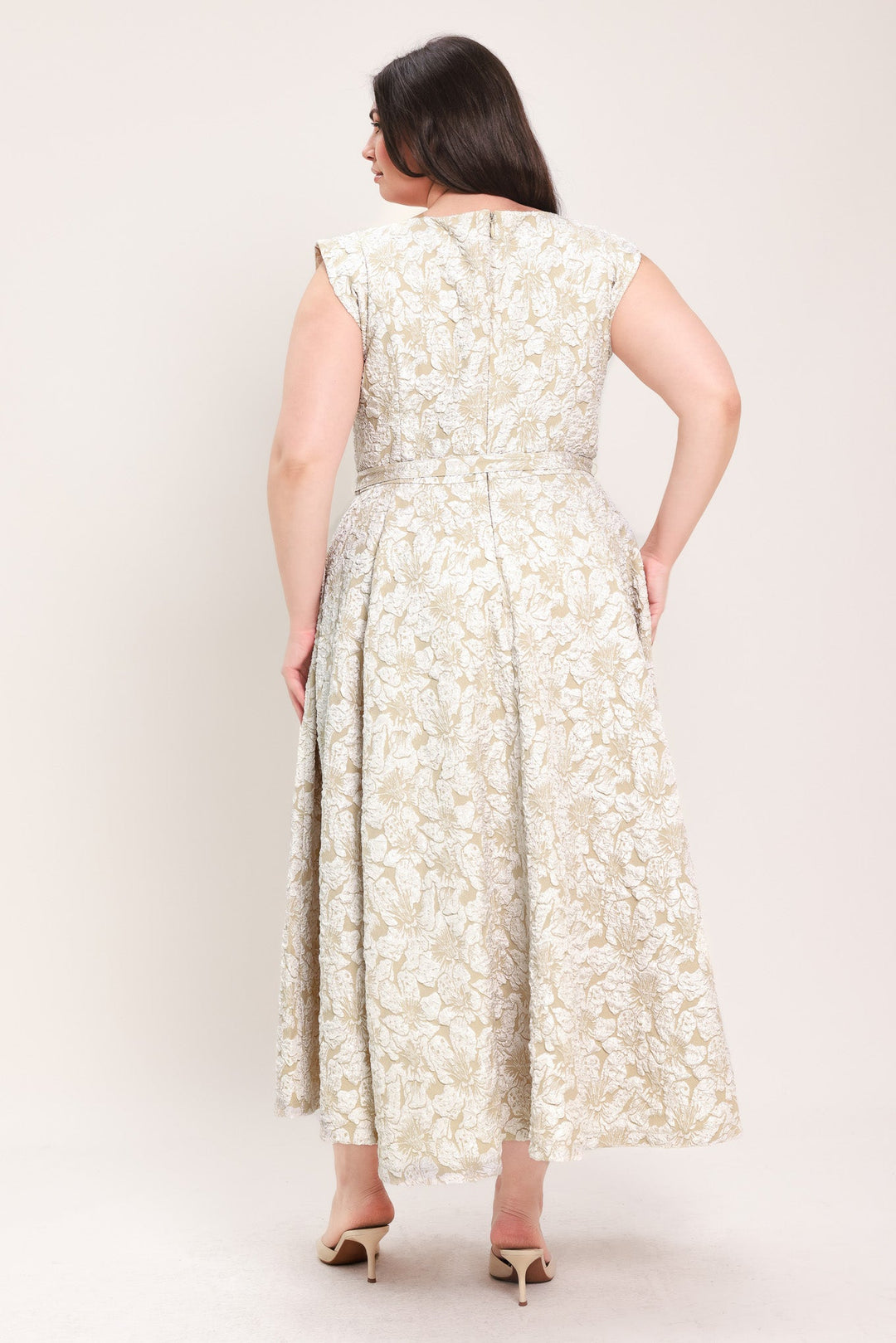 STATEMENT IN IVORY WOVEN MIDI DRESS