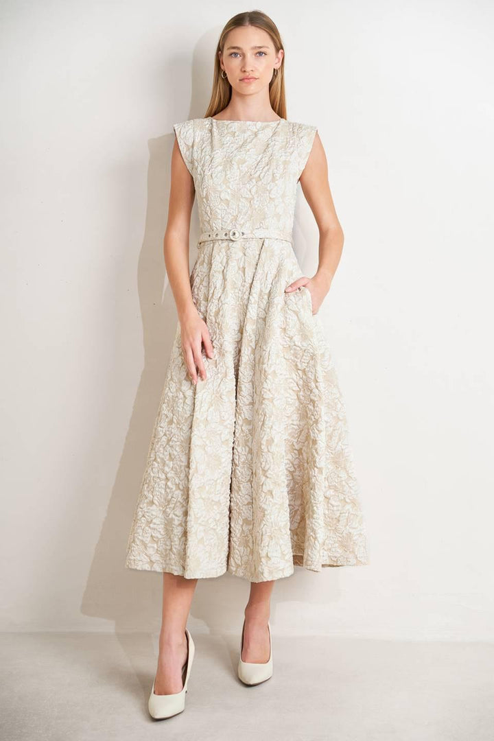 [PREORDER] STATEMENT IN IVORY WOVEN MIDI DRESS