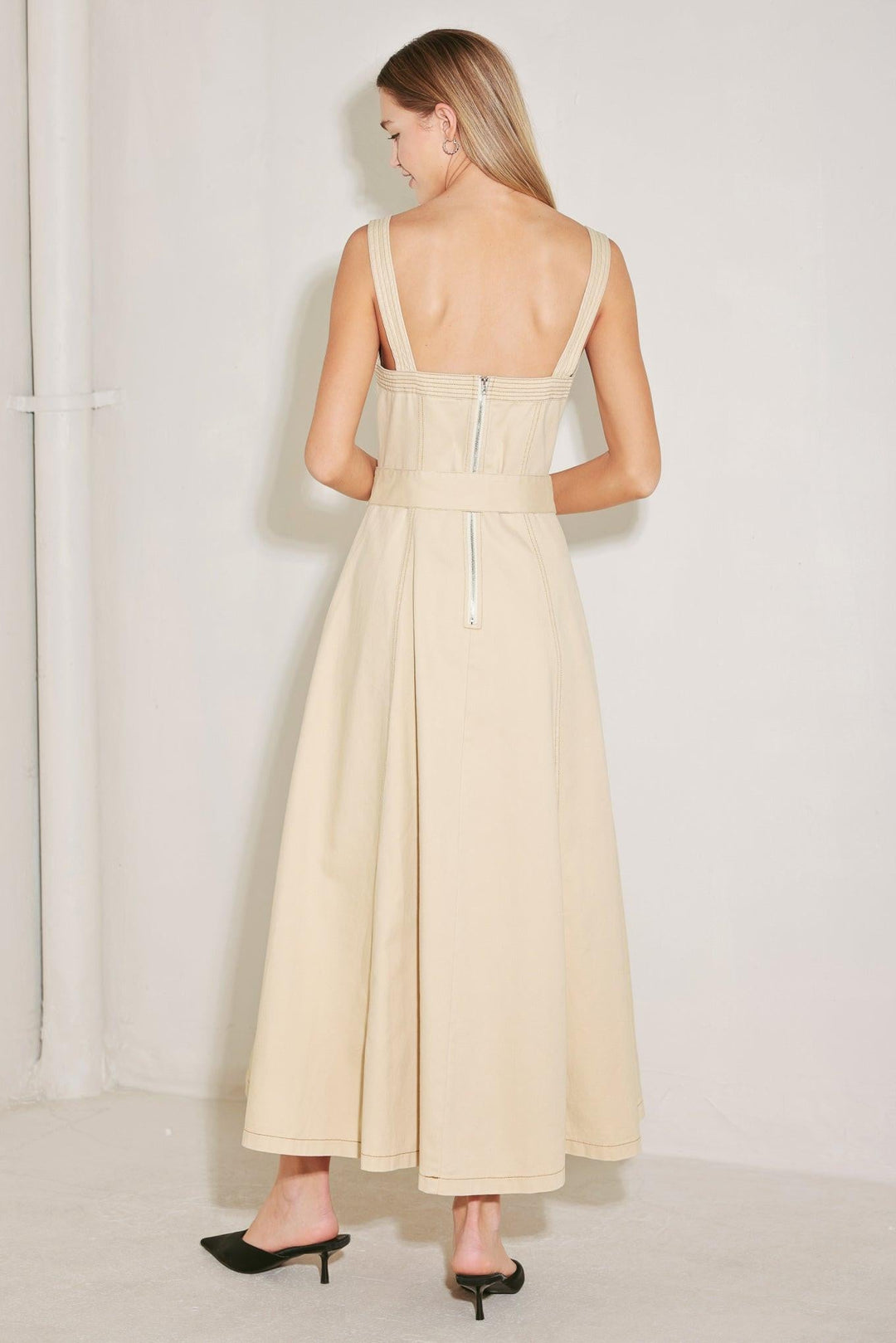 neutral midi dress Timeless Oatmeal Linen | Trendy Women's Dresses Savor every sunny moment in the Acapulco Afternoon Neutral Midi Dress Parker Satin Slip Midi Dress