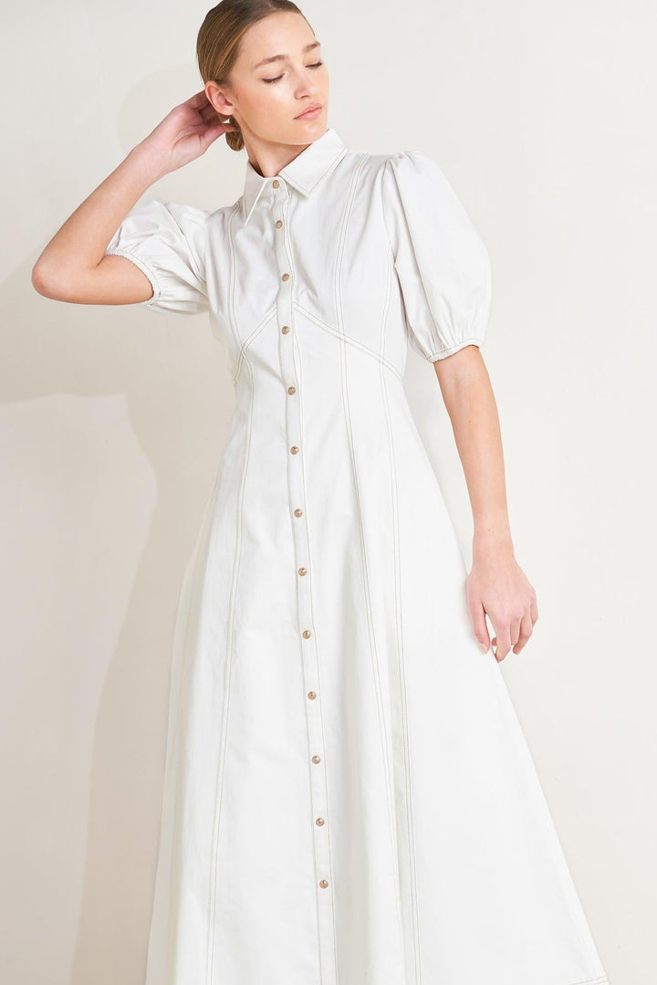 Sweet Sophistication woven midi dress from KADOU Boutique