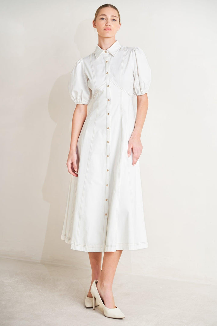 Sweet Sophistication woven midi dress from KADOU Boutique