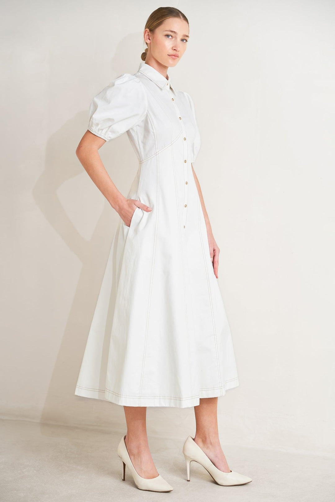 Sweet Sophistication woven midi dress from KADOU Boutique