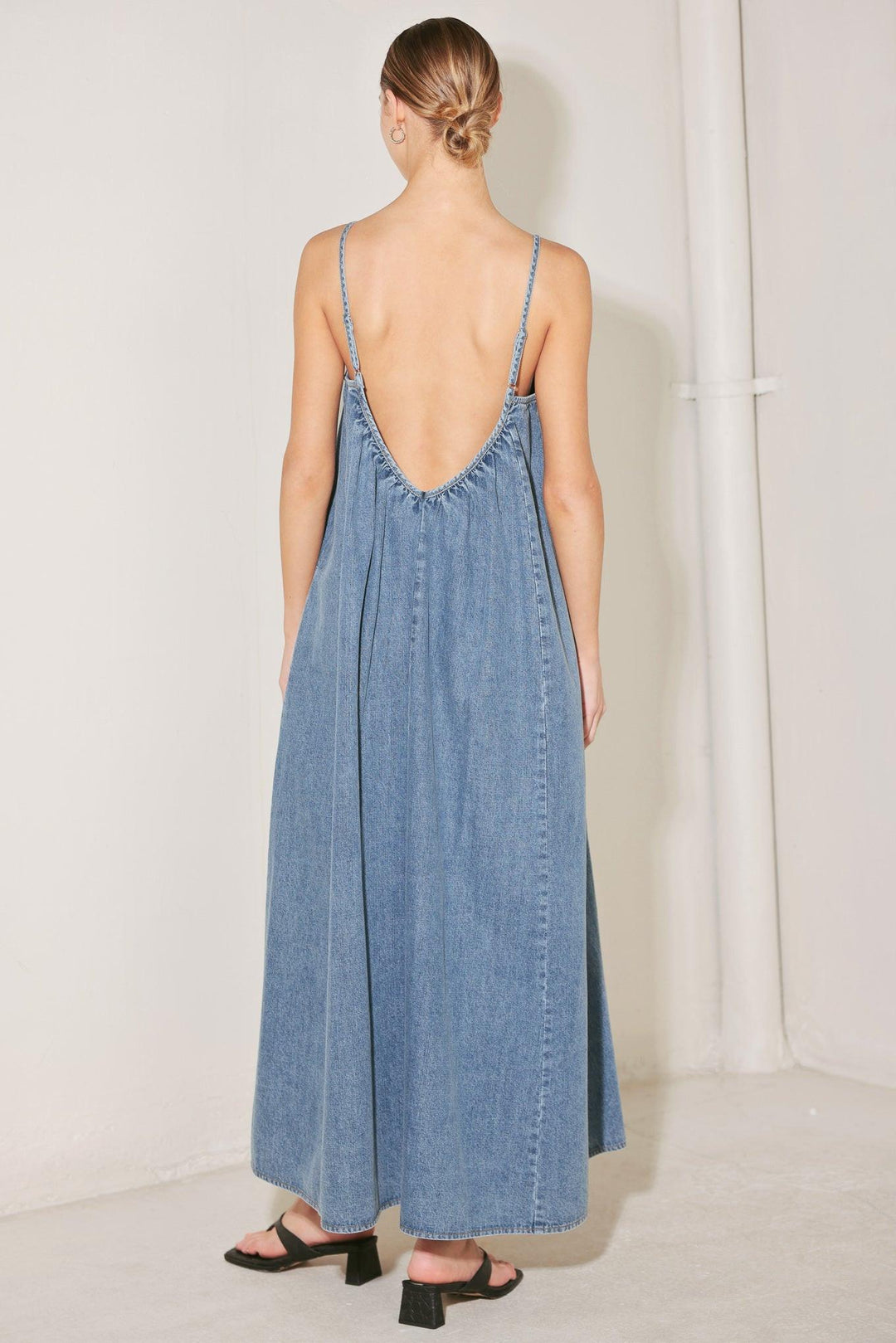 theory denim dress Crisp Denim Square Neck Mini Dress