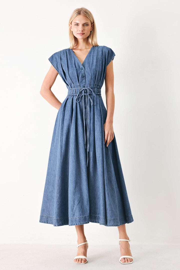 Midnight Flow Denim Midi Dress from KADOU Boutique