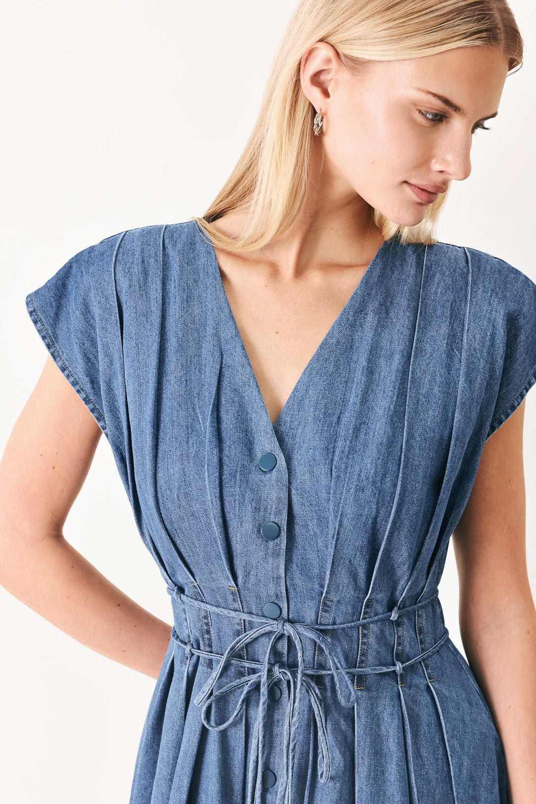 Midnight Flow Denim Midi Dress from KADOU Boutique