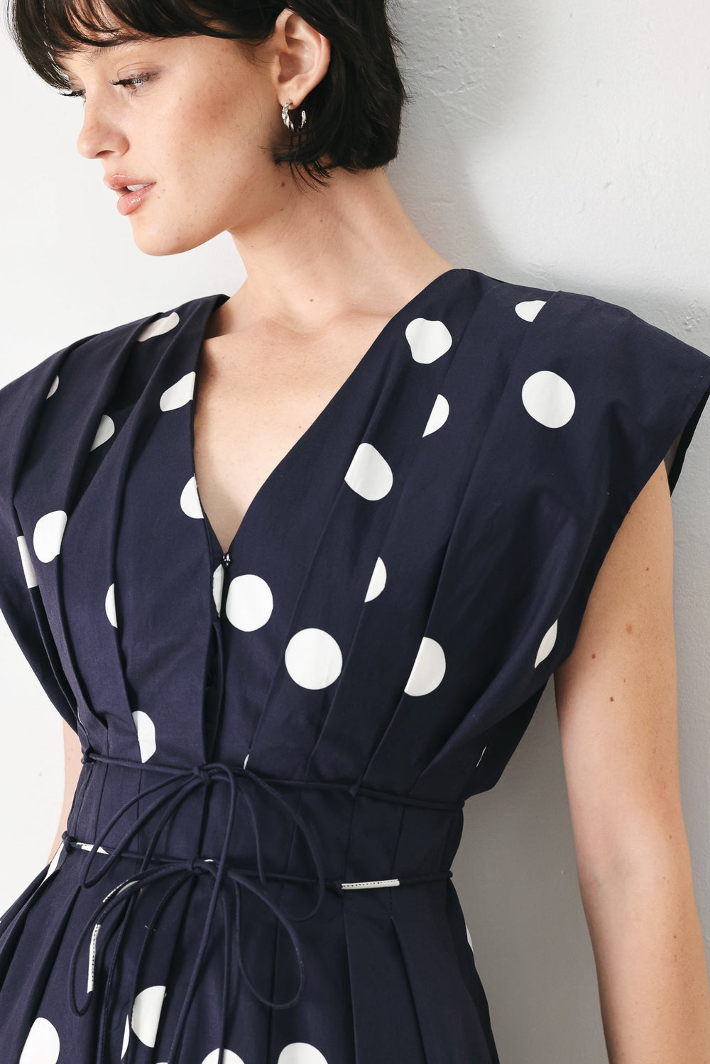 Blue Moon Dot Woven Midi Dress from KADOU Boutique