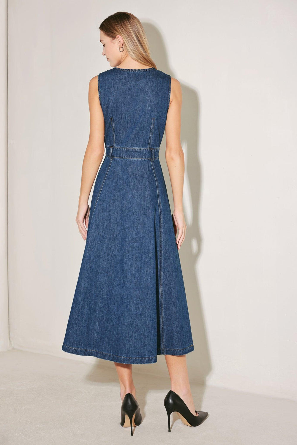 Paris in Denim Midi Dress from KADOU Boutique