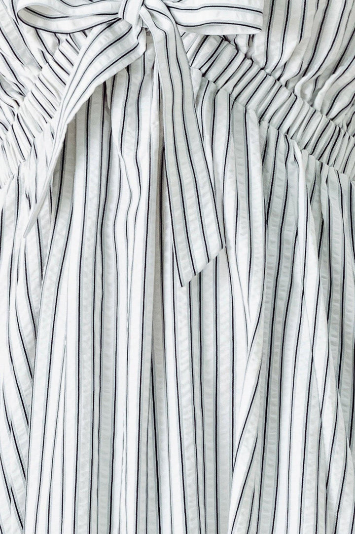 WHISPER STRIPE WOVEN MIDI DRESS