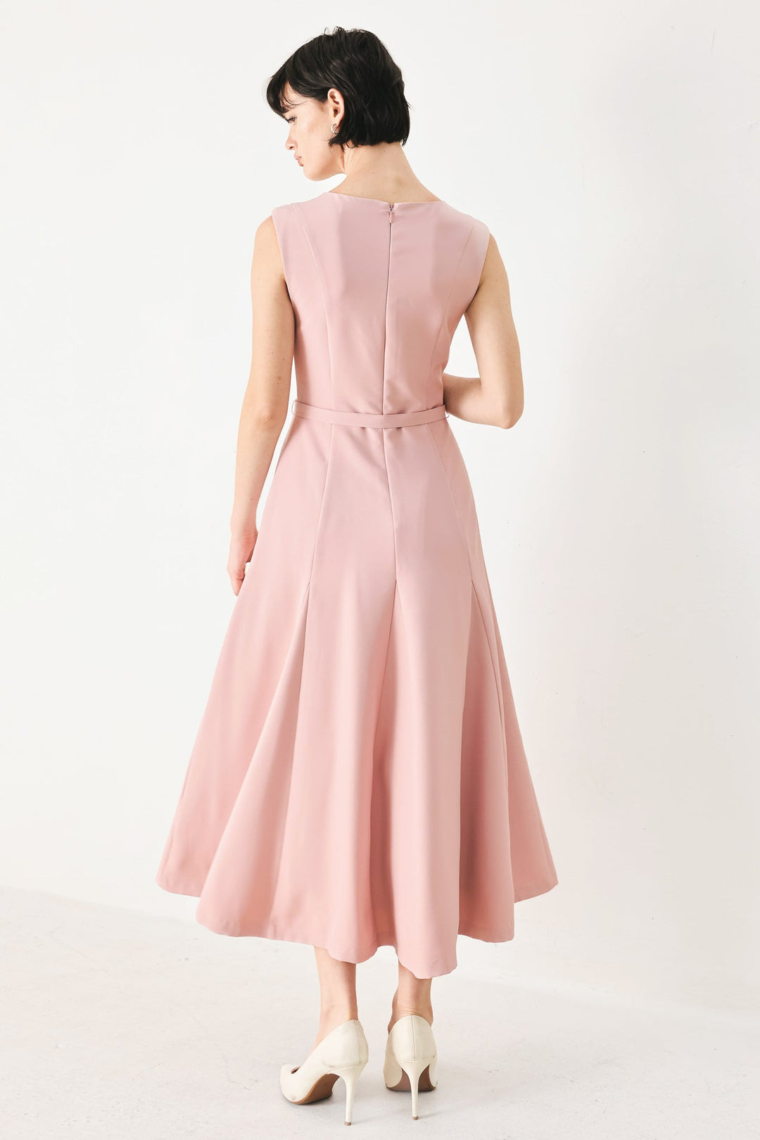 Calm Afterglow Blush Woven Midi Dress from KADOU Boutique