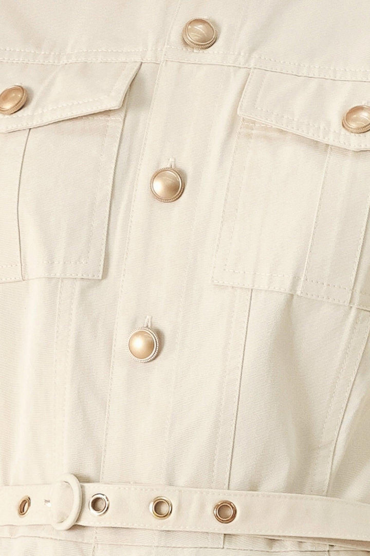 NEUTRAL COMMAND WOVEN SHIRT DRESS