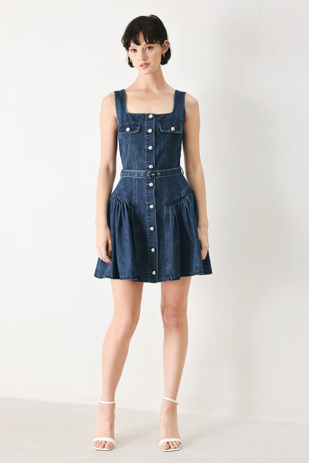 Baby Blue Love Denim Mini Dress from KADOU Boutique