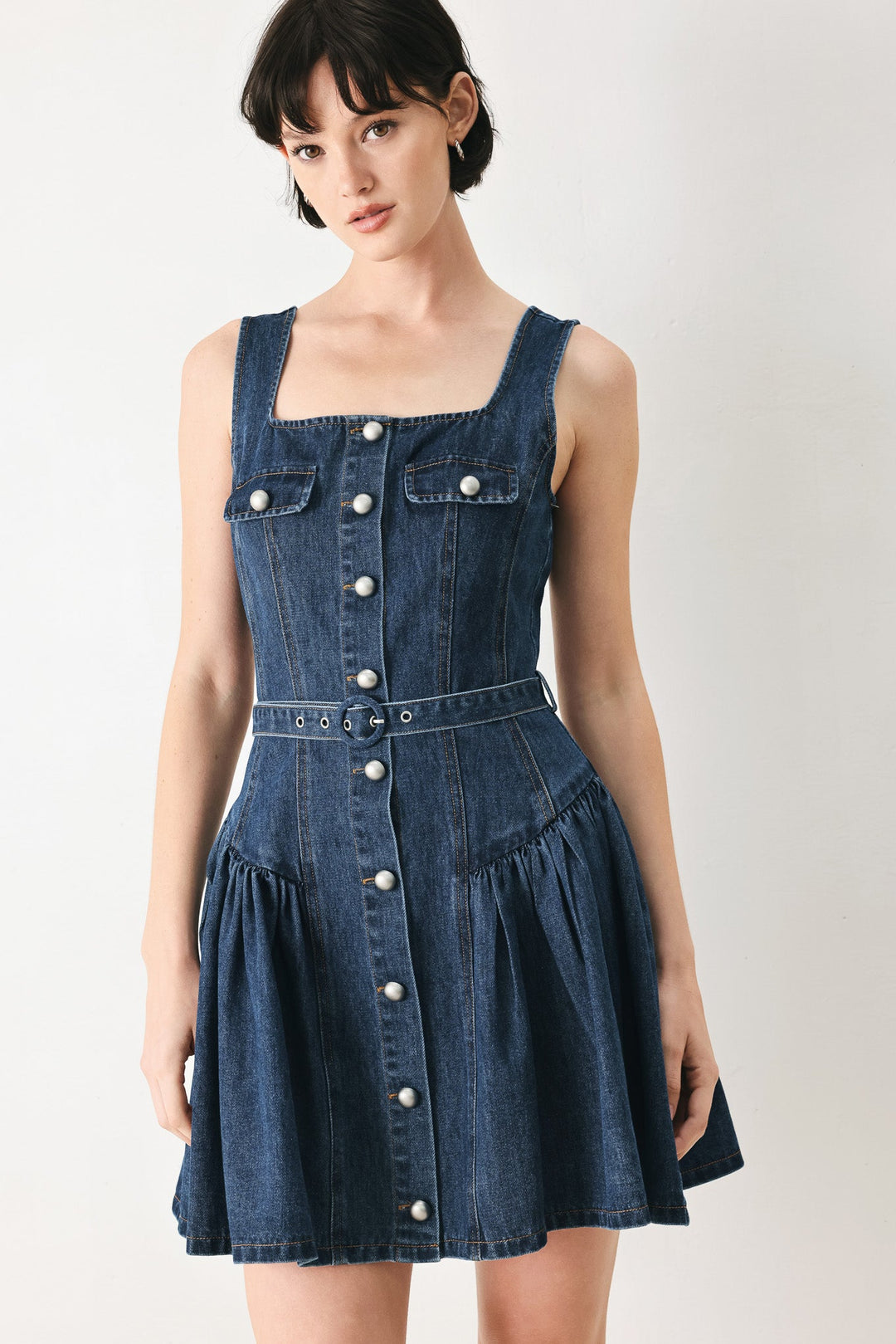 Baby Blue Love Denim Mini Dress from KADOU Boutique
