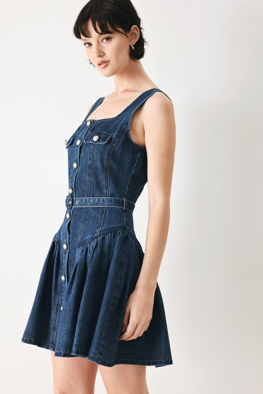 Baby Blue Love Denim Mini Dress from KADOU Boutique