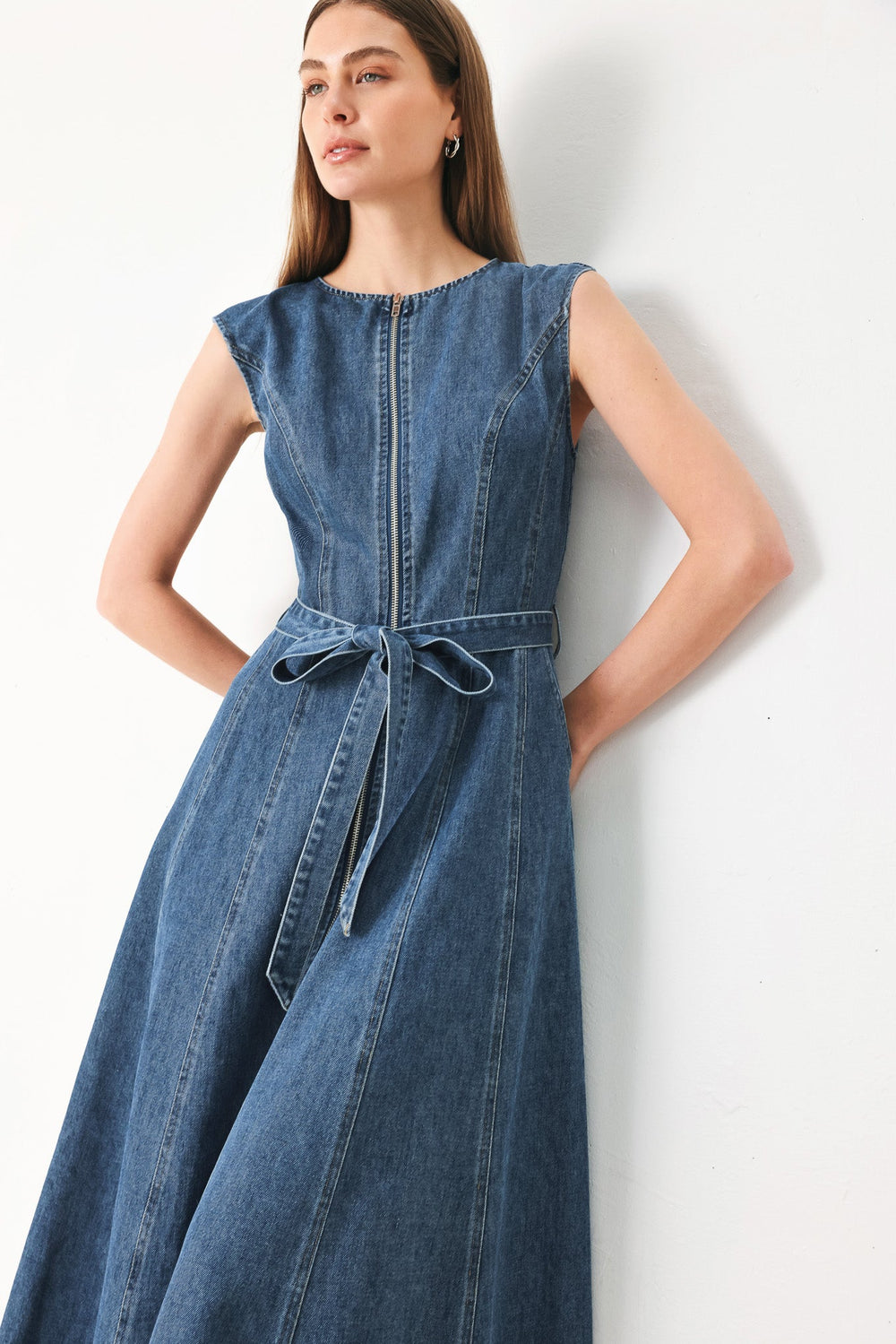 Indigo Silhouette Denim Midi Dress from KADOU Boutique