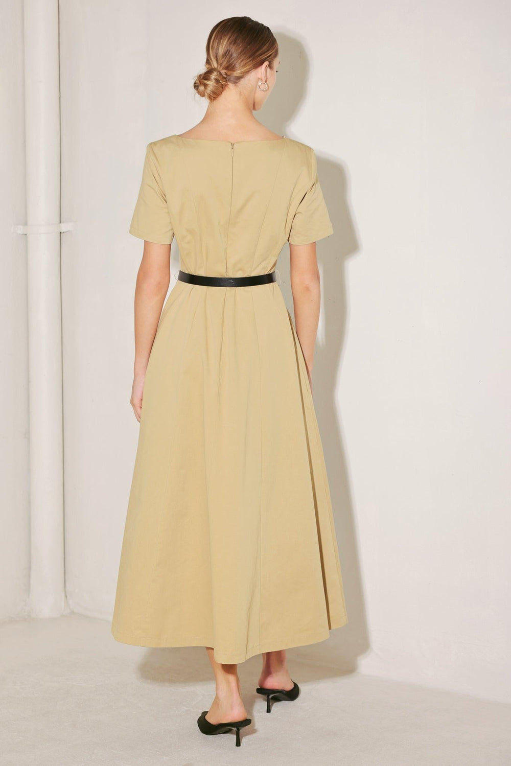 Warm Stone Edit Woven Midi Dress from KADOU Boutique
