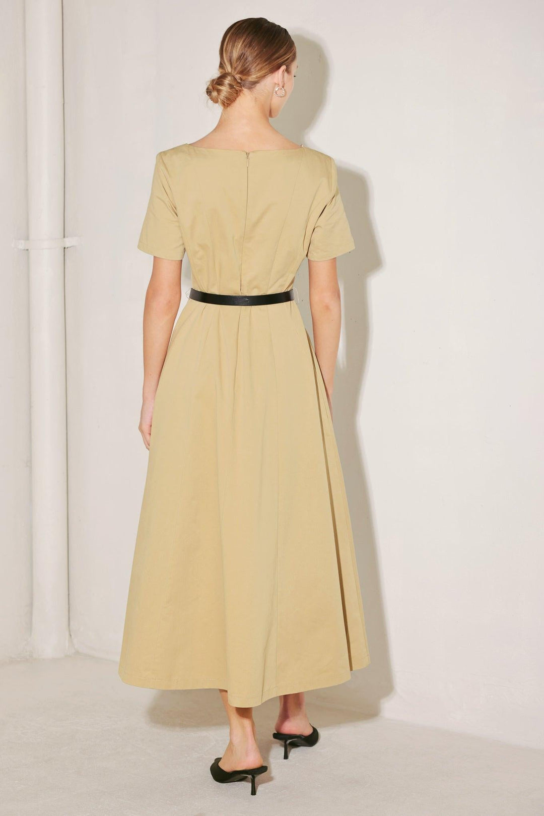 WARM STONE EDIT WOVEN MIDI DRESS